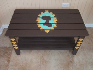 2014 outdoor coffee table accented in graphic diamonds and cameo decoration