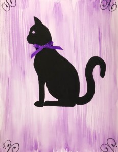 Watercolor and Ink Silhouette, complete with 3D attached bow :)