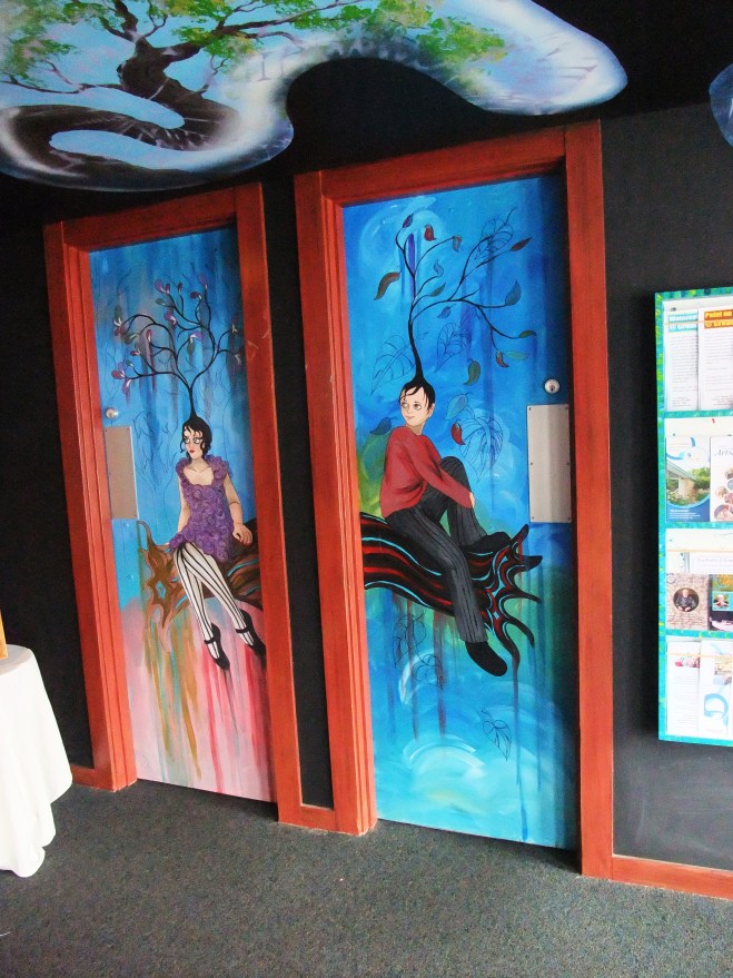 Men's and Women's Restroom Doors