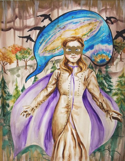 "Inner Strength", 18x24 Watercolor, Ink, and Metallic Acrylic