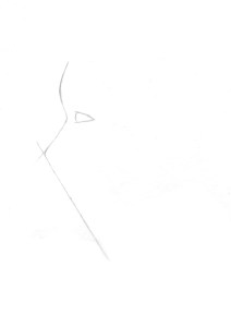 Now, use the eye height to measure the length the nose should be. How many eye heights fit down the length of the nose? In this case it was 3. Mark off that end point. From that point, draw your diagonal line that will be a guide for the mouth and chin as well, using your pencil to gauge the angle from the photo.