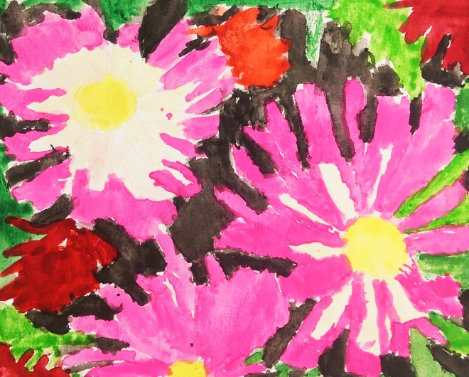 Bright watercolor flowers