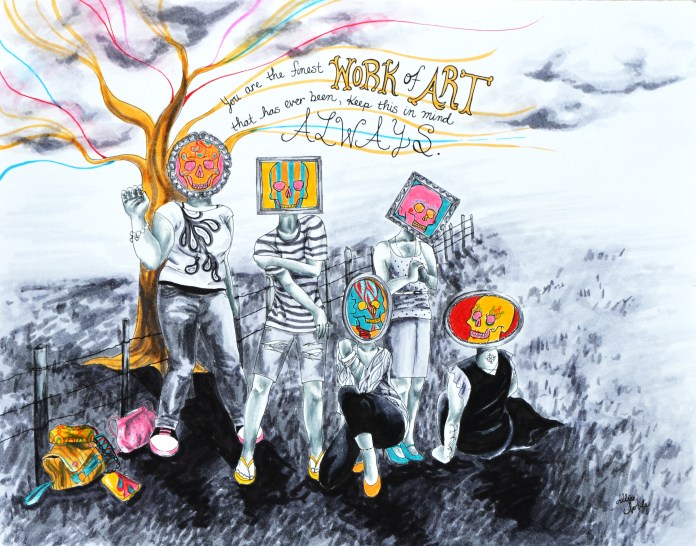 From "One Thing To Say", 2013, Colored Pencil and Ink